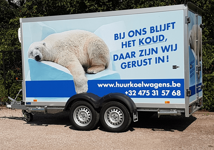 Vriestrailer dubbel as - buitenkant - dubbele deur - 10m³